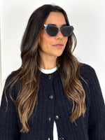 Load image into Gallery viewer, Fendi Iridia Crystal-Embellished Cat-Eye Acetate Sunglasses in Navy Blue
