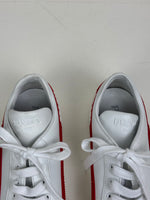 Load image into Gallery viewer, Prada Vitello Soft Leather Lace-Up Trainers White and Red - 5 UK

