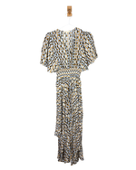 Load image into Gallery viewer, Maje Geometric Print Smocked Waist Maxi Dress in Viscose
