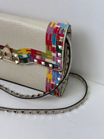 Load image into Gallery viewer, Valentino Garavani Rockstud 1973 Embroidered Vitello Leather Flap Bag Ivory
