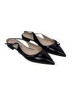 Load image into Gallery viewer, Prada Brushed Patent Leather Slingback Pointed-Toe Pumps Black - 5 UK

