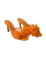 Load image into Gallery viewer, Atana 'The Aris' Mesh and Patent Leather Bow Mules in Orange - 6 UK
