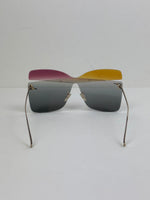 Load image into Gallery viewer, Fendi Fantastic Metal Shield Sunglasses with Multicolored Asymmetric Lens Overlays
