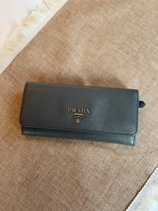 Prada saffiano grey wallet