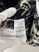 Load image into Gallery viewer, Jigsaw Black &amp; White Graphic Leaf Intarsia Long Cardigan - S/M
