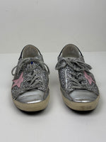 Load image into Gallery viewer, Golden Goose Super-Star Glitter Leather Sneakers Silver Pink Star - 5 UK

