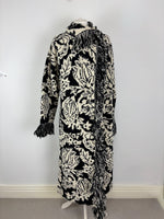 Load image into Gallery viewer, Jigsaw Black &amp; White Graphic Leaf Intarsia Long Cardigan - S/M
