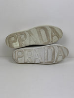 Load image into Gallery viewer, Prada Vitello Soft Leather Lace-Up Trainers White and Red - 5 UK
