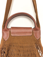 Load image into Gallery viewer, Longchamp x Filt Le Pliage Filet Mesh Tote Bag Cotton and Leather Brown
