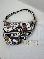 Load image into Gallery viewer, Dior Saddle Bag Multicolor Millefiori Embroidery Canvas Antique Gold Hardware
