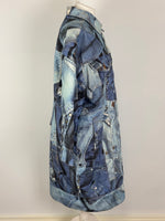 Load image into Gallery viewer, Moschino Jeans - Vintage Trompe L'oeil Denim Print Quilted Coat - collector’s item - Size 8 UK (oversized)
