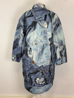 Load image into Gallery viewer, Moschino Jeans - Vintage Trompe L'oeil Denim Print Quilted Coat - collector’s item - Size 8 UK (oversized)

