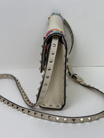 Load image into Gallery viewer, Valentino Garavani Rockstud 1973 Embroidered Vitello Leather Flap Bag Ivory
