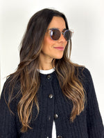 Load image into Gallery viewer, Fendi Eyeshine Round Metal Sunglasses with Blue Cat-Eye Frame Detail
