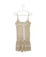 Load image into Gallery viewer, Melissa Odabash Aja Gold Metallic Crochet Lace Mini Dress Cream - S
