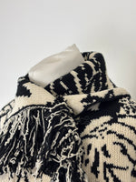 Load image into Gallery viewer, Jigsaw Black &amp; White Graphic Leaf Intarsia Long Cardigan - S/M
