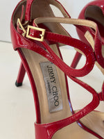 Load image into Gallery viewer, Jimmy Choo Lancer Patent Leather Strappy Sandals in Red - 5 UK
