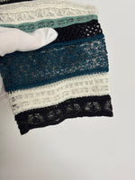 Load image into Gallery viewer, M Missoni Chevron Crochet Knit Long Sleeve Dress in Teal and Black - S
