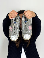 Load image into Gallery viewer, Golden Goose Super-Star Glitter Leather Sneakers Silver Pink Star - 5 UK
