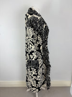 Load image into Gallery viewer, Jigsaw Black &amp; White Graphic Leaf Intarsia Long Cardigan - S/M
