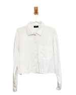 Load image into Gallery viewer, ME+EM Cotton Double Gauze Cropped Boxy Shirt in White - M

