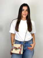 Load image into Gallery viewer, Valentino Garavani Rockstud 1973 Embroidered Vitello Leather Flap Bag Ivory
