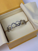 Load image into Gallery viewer, Fendi O’Lock Bracelet Crystal Silver - Tone Metal Bangle
