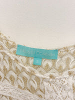 Load image into Gallery viewer, Melissa Odabash Aja Gold Metallic Crochet Lace Mini Dress Cream - S
