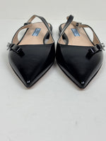 Load image into Gallery viewer, Prada Brushed Patent Leather Slingback Pointed-Toe Pumps Black - 5 UK
