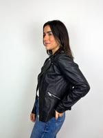 Load image into Gallery viewer, The Kooples Lambskin Leather Biker Jacket in Black - M
