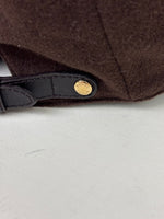 Load image into Gallery viewer, Gucci Cashmere and Wool Blend Baker Boy Hat with Leather Trim Chocolate Brown - S

