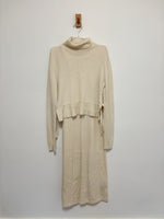 Load image into Gallery viewer, Varana Arani 100% Fine Himalayan Cashmere Turtleneck and Ribbed Maxi Dress in Cream - M
