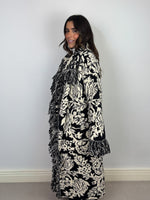 Load image into Gallery viewer, Jigsaw Black &amp; White Graphic Leaf Intarsia Long Cardigan - S/M
