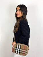 Load image into Gallery viewer, Burberry Check Camera Bag in Chestnut Beige Leather and Canvas
