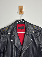 Load image into Gallery viewer, The Kooples Lambskin Leather Biker Jacket in Black - M

