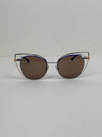 Load image into Gallery viewer, Fendi Eyeshine Round Metal Sunglasses with Blue Cat-Eye Frame Detail
