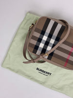 Load image into Gallery viewer, Burberry Check Camera Bag in Chestnut Beige Leather and Canvas
