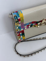 Load image into Gallery viewer, Valentino Garavani Rockstud 1973 Embroidered Vitello Leather Flap Bag Ivory
