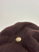 Load image into Gallery viewer, Gucci Cashmere and Wool Blend Baker Boy Hat with Leather Trim Chocolate Brown - S
