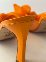 Load image into Gallery viewer, Atana 'The Aris' Mesh and Patent Leather Bow Mules in Orange - 6 UK

