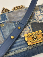 Load image into Gallery viewer, Chanel Medium Boy Bag Denim Patchwork Blue
