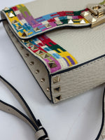 Load image into Gallery viewer, Valentino Garavani Rockstud 1973 Embroidered Vitello Leather Flap Bag Ivory
