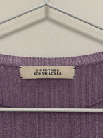Load image into Gallery viewer, Dorothee Schumacher Shimmering Ribbed Knit Twin Set in Metallic Lavender - L
