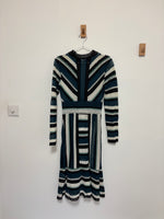 Load image into Gallery viewer, M Missoni Chevron Crochet Knit Long Sleeve Dress in Teal and Black - S
