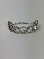 Load image into Gallery viewer, Fendi O’Lock Bracelet Crystal Silver - Tone Metal Bangle
