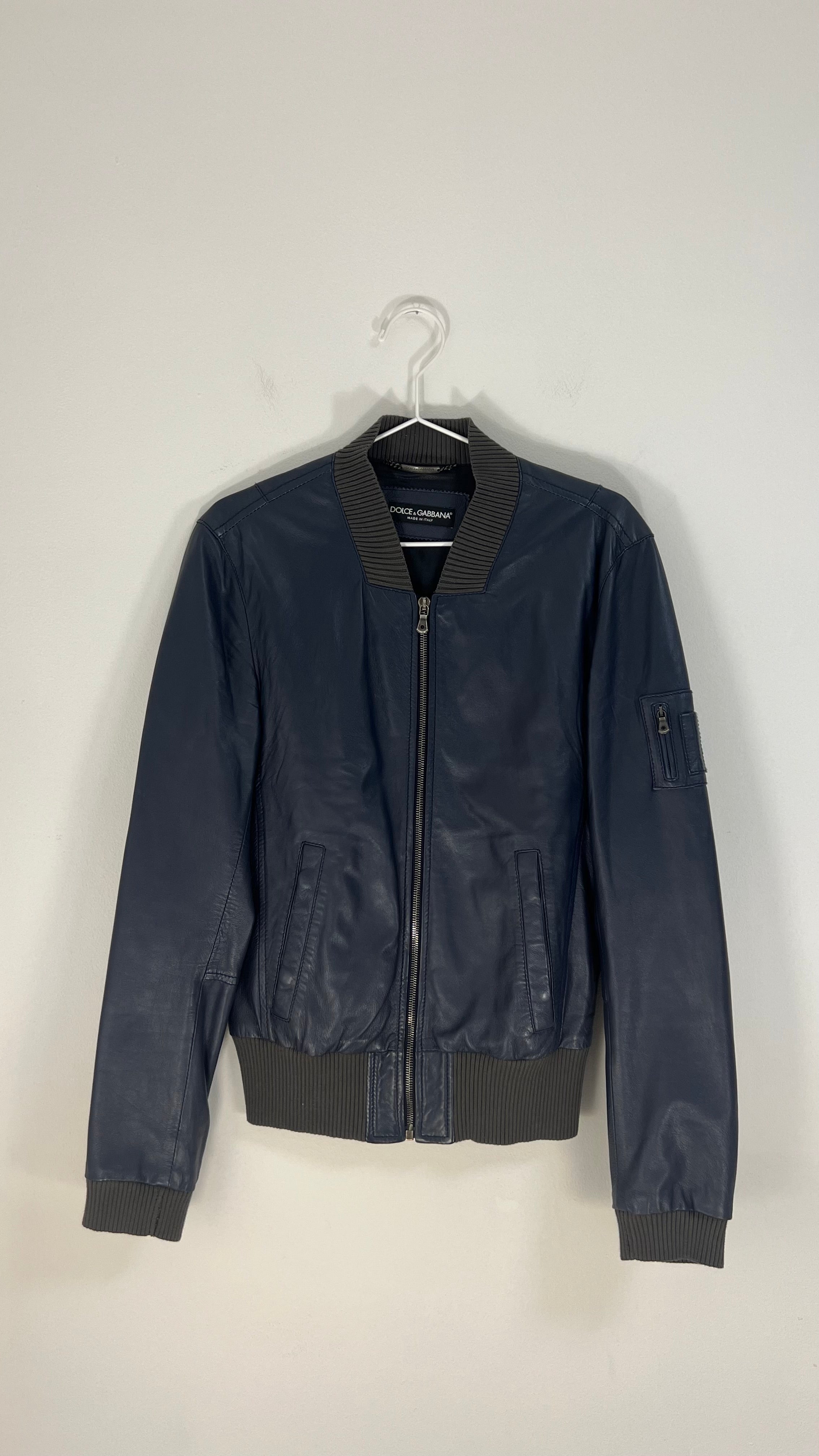 Dolce & Gabbana blue leather jacket - L