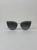 Load image into Gallery viewer, Bvlgari Serpenti Striped Cat-Eye Metal Sunglasses in Pale Gold and Black
