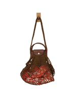 Load image into Gallery viewer, Longchamp x Filt Le Pliage Filet Mesh Tote Bag Cotton and Leather Brown
