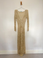 Load image into Gallery viewer, Melissa Odabash "Kirsty" Lurex Knit Maxi Dress - Gold/Champagne Rayon Blend - S
