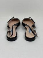 Load image into Gallery viewer, Prada Brushed Patent Leather Slingback Pointed-Toe Pumps Black - 5 UK
